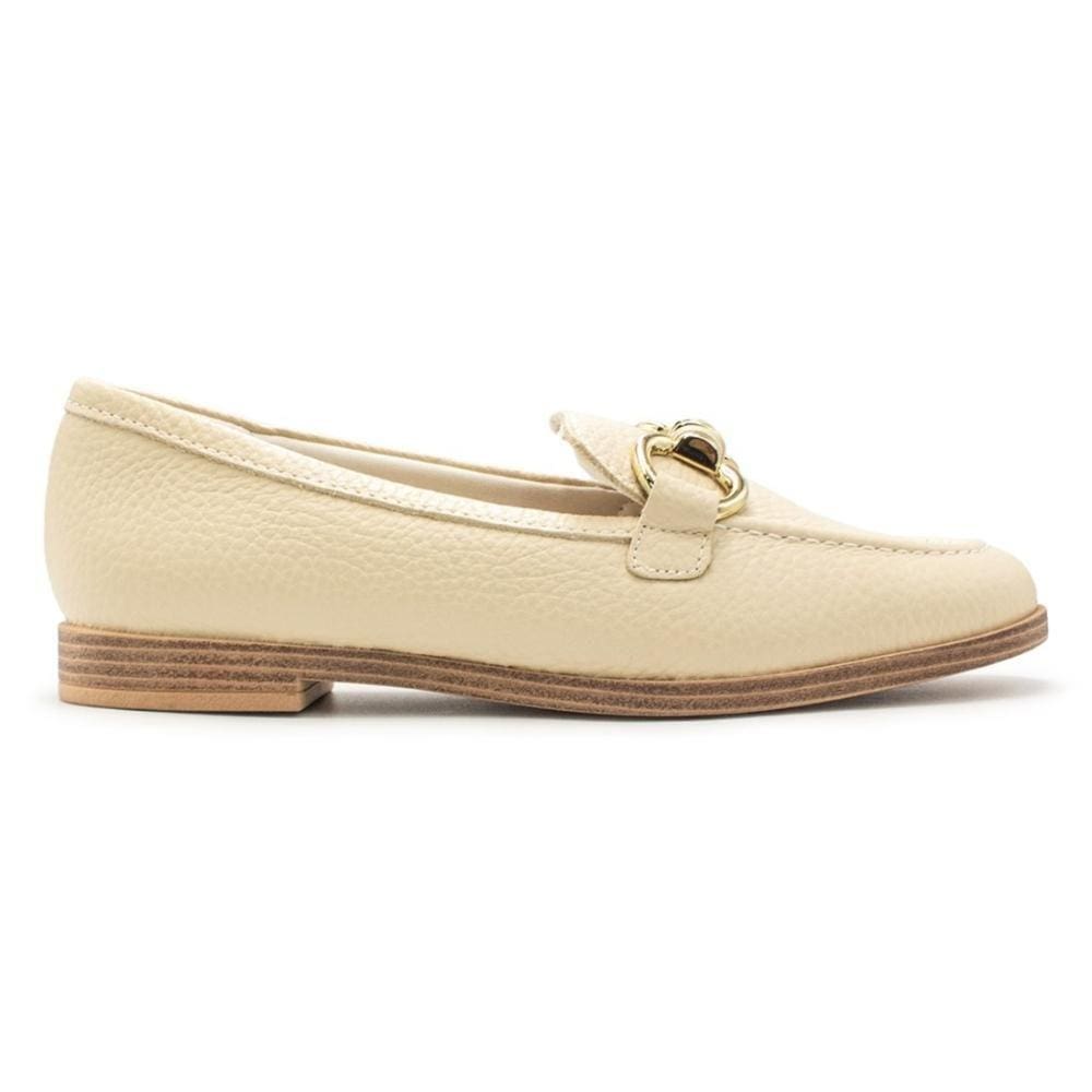 Mocassim Usaflex Feminino Básico Em Couro Salto Bloco AK3502