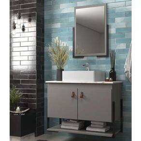 Conjunto Banheiro Elite 60 cm com Espelho 2 Portas e 1 Nicho