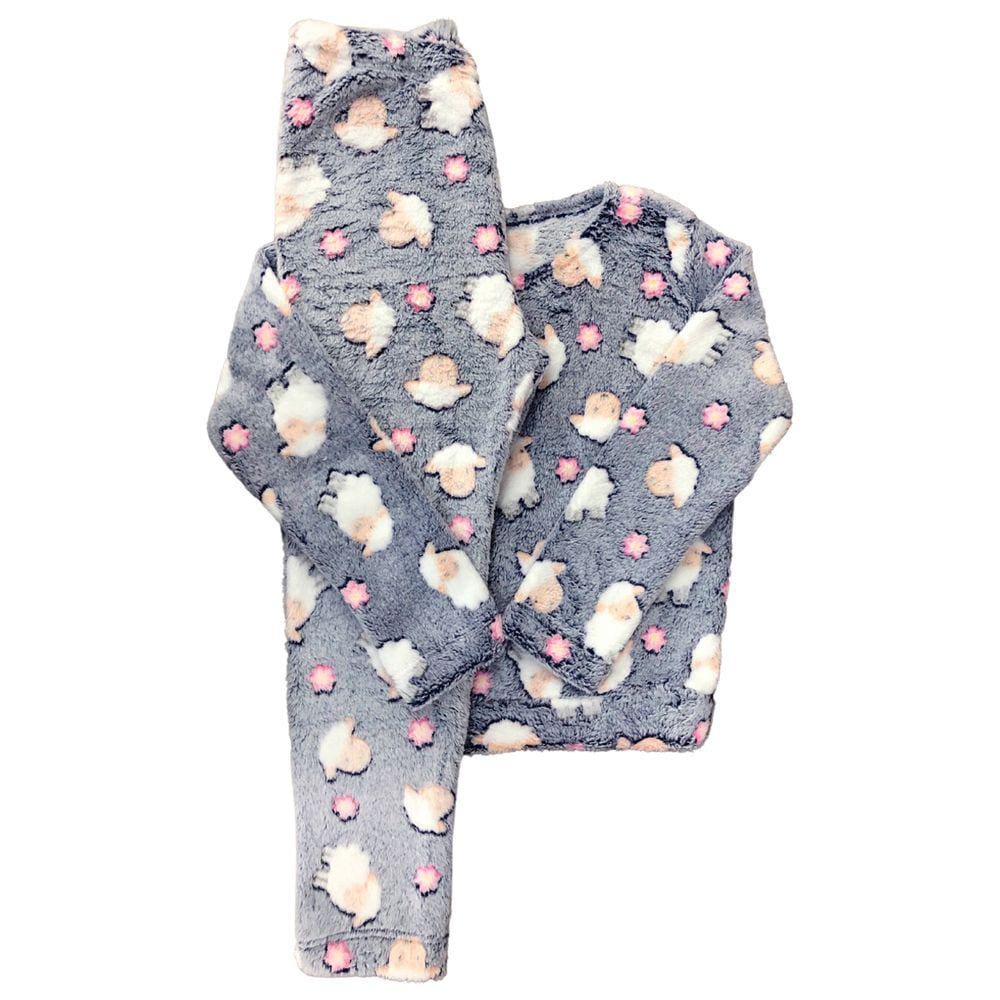 Pijama Inverno Infantil Microfibra Ovelha Azul - Tam. 02