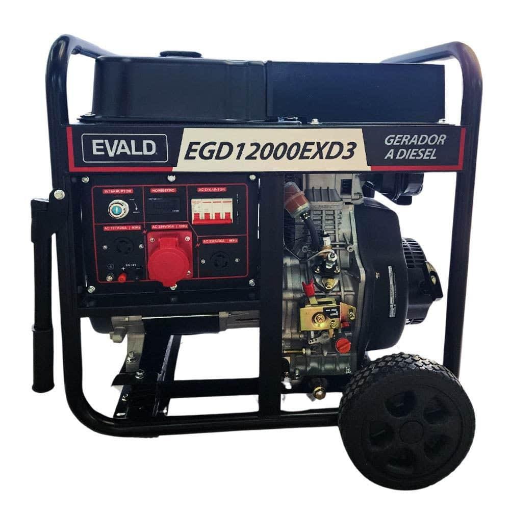 Gerador Diesel Evald 11,25 KVA com AVR EGD12000EXD3 Trifásico 220V