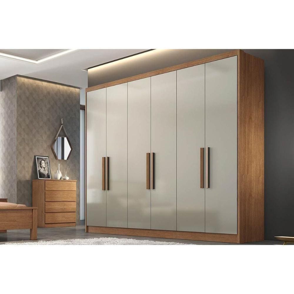 Guarda Roupa Casal 6 Portas E 4 Gavetas Rizon Plus Freijo Cumaru C- Fendi - Novo Horizonte