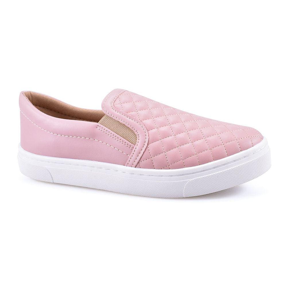 Tenis Slip On Casual Matelasse Rosa Light Godiva Confortavel Reforçado
