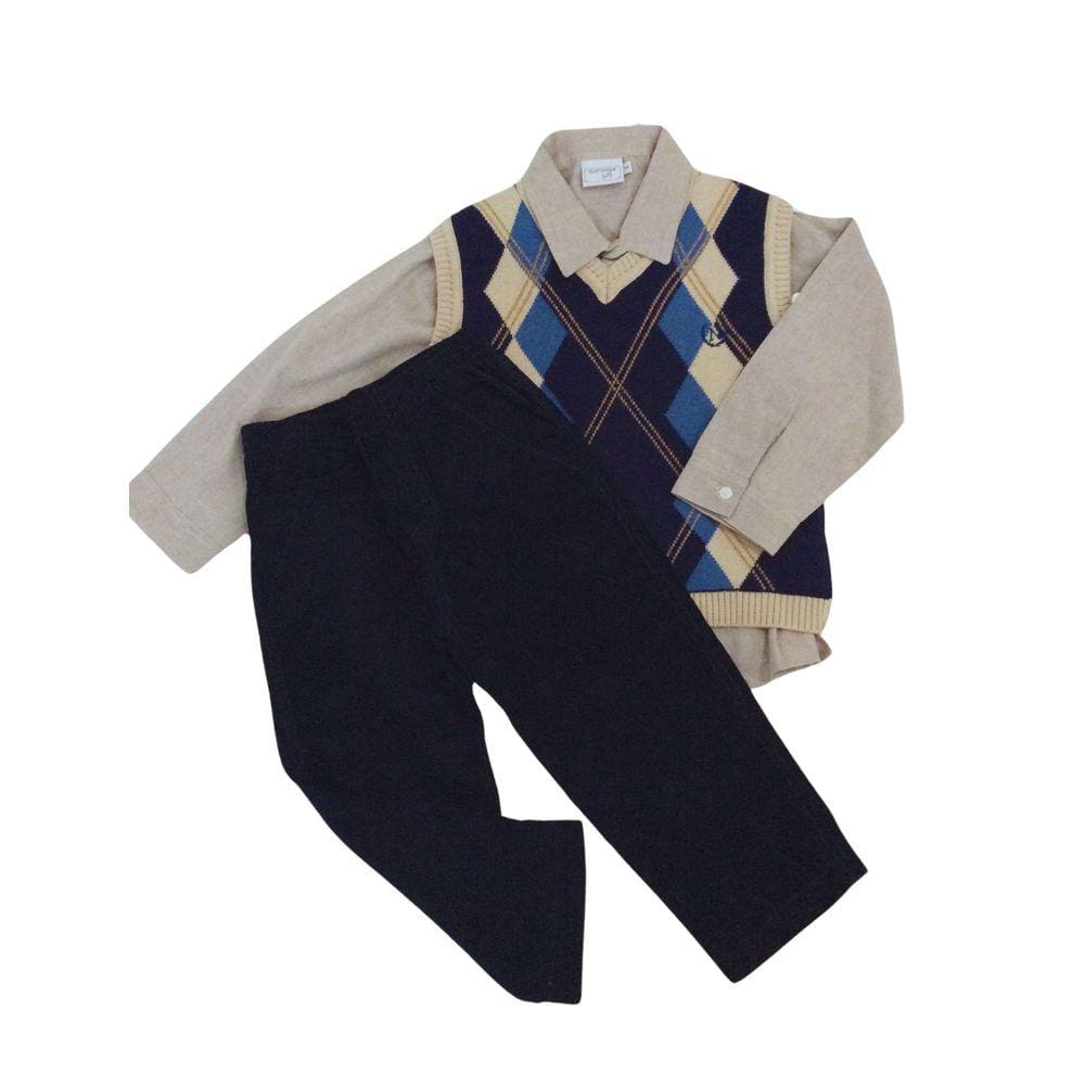 Conjunto infantil festa masc Noruega marinho+bege