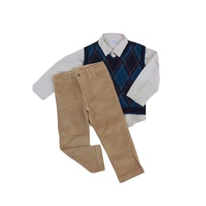 Conjunto infantil festa masc Noruega bege+azul