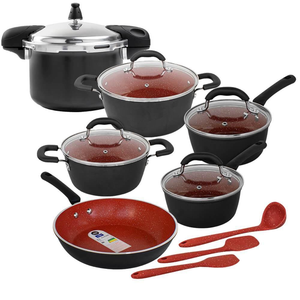Jogo de Panelas de Indução com Panela de Pressão de 5,4L Ceramic Life Select 9 Peças - Brinox
