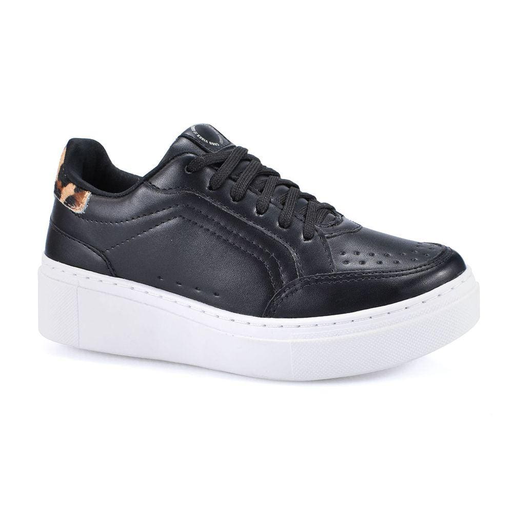Tenis Feminino Sapatenis Preto Onça Godiva Conforto