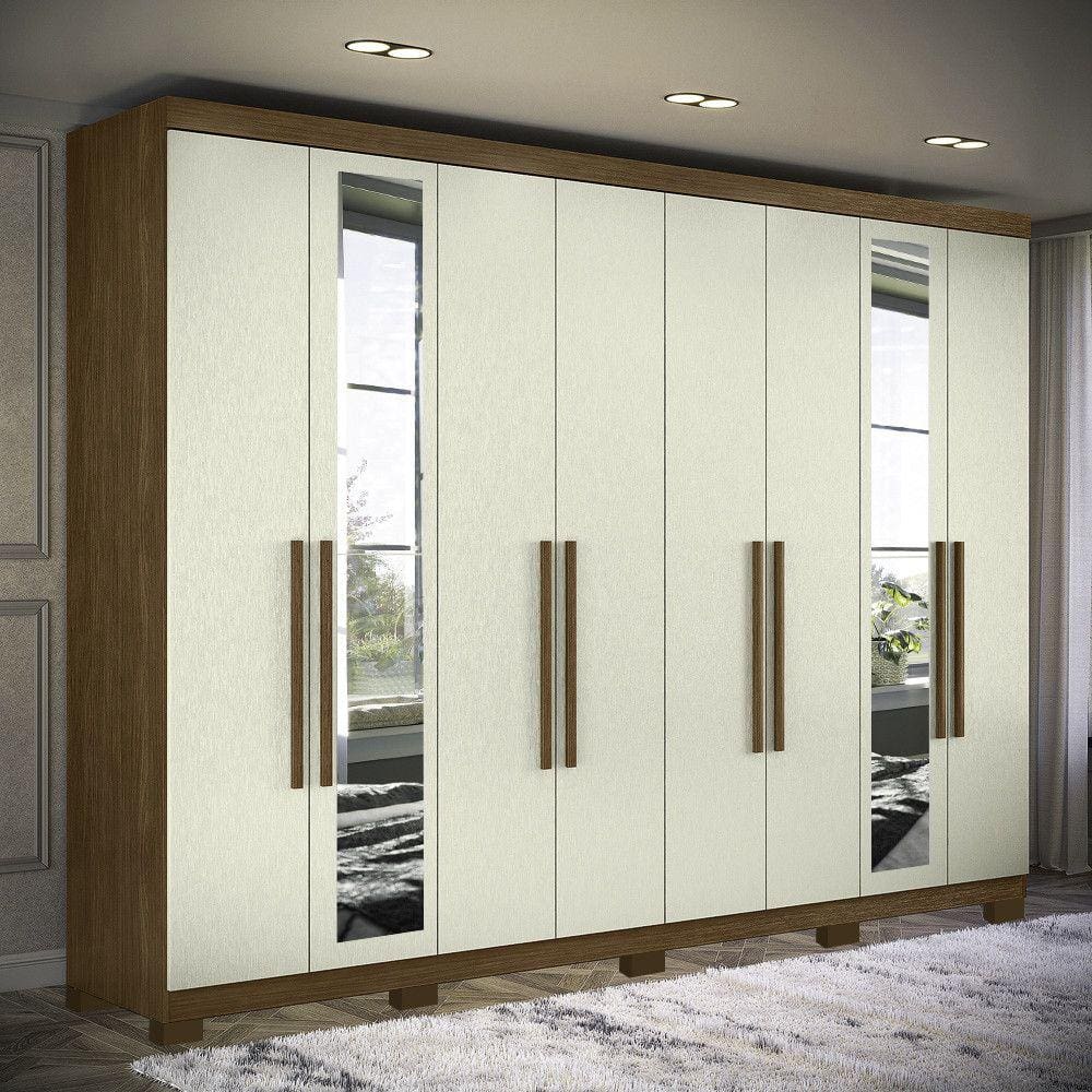 Guarda Roupa Casal Grande Master New 8 Portas 4 Gavetas c/ Espelho Santos Andira
