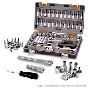 Kit Maleta Jogo De Chave Catraca Completo 57 Peças Fortt Preto - Kjc001-p