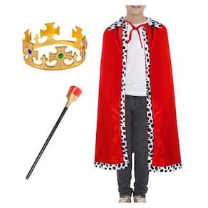 Fantasia Completa Capa de Rei Infantil Cosplay Imperador Realeza Traje Manto Príncipe Encantado Festa de Aniversário