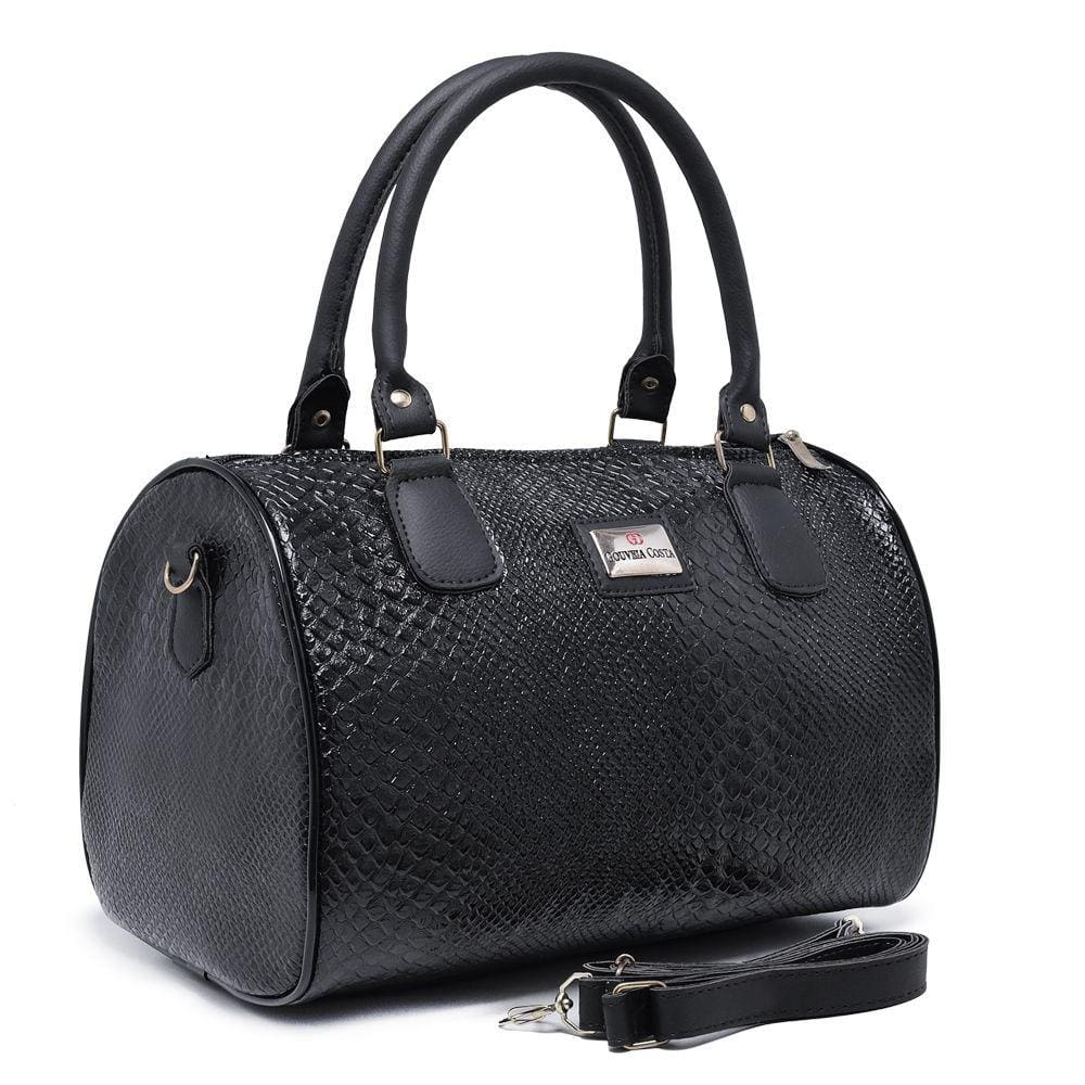 Bolsa Casual Baú Croco Alça Transversal Removível Zíper Mala Estilo Elegante