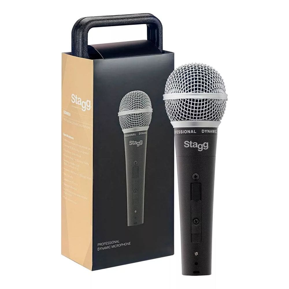 Microfone Dinamico Stagg Cardioide Sdm50 Com Cabo Xlr X Xlr