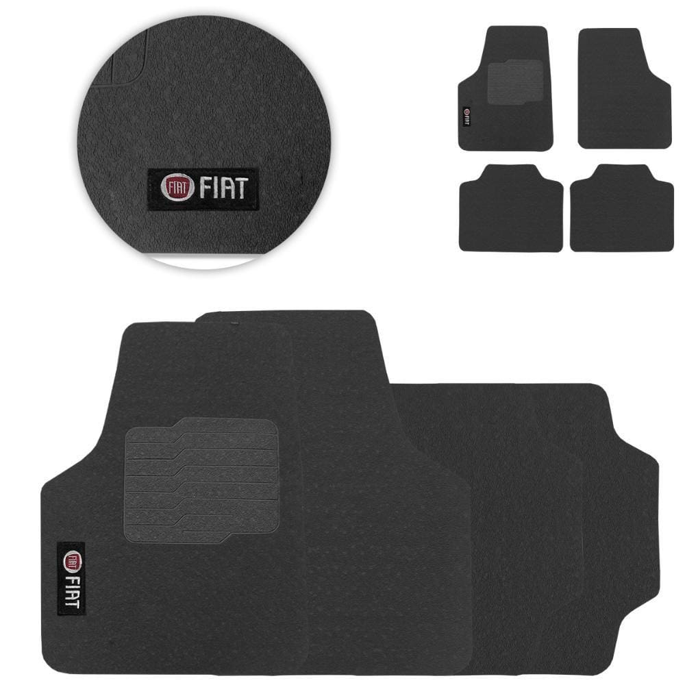 Tapete de Borracha Universal Fiat Preto PVC 4 Peças