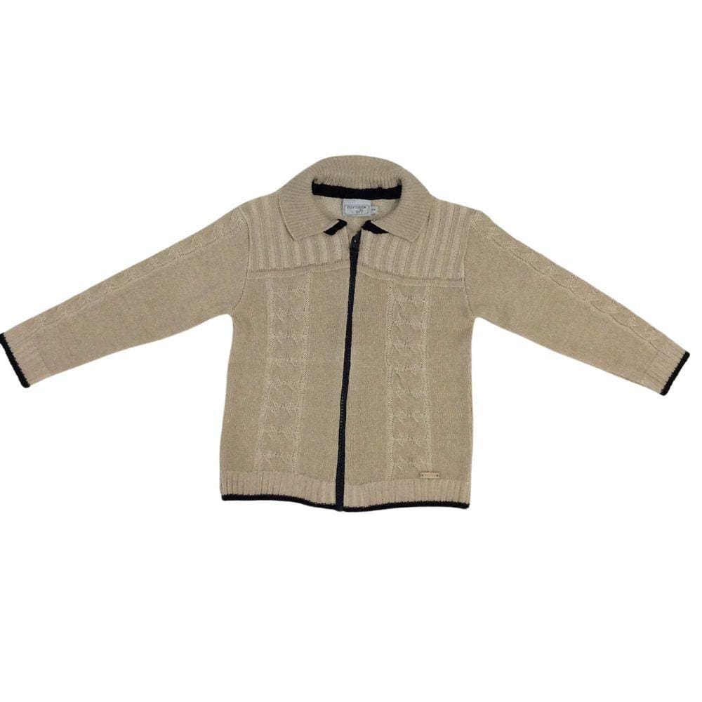 Cardigan infantil masc tricot Noruega bege