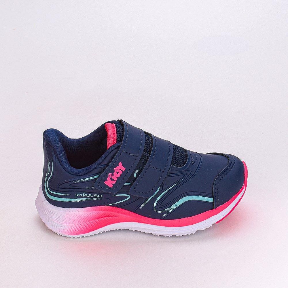 Tênis Infantil Kidy Energy Calce Fácil Azul Marinho Pink