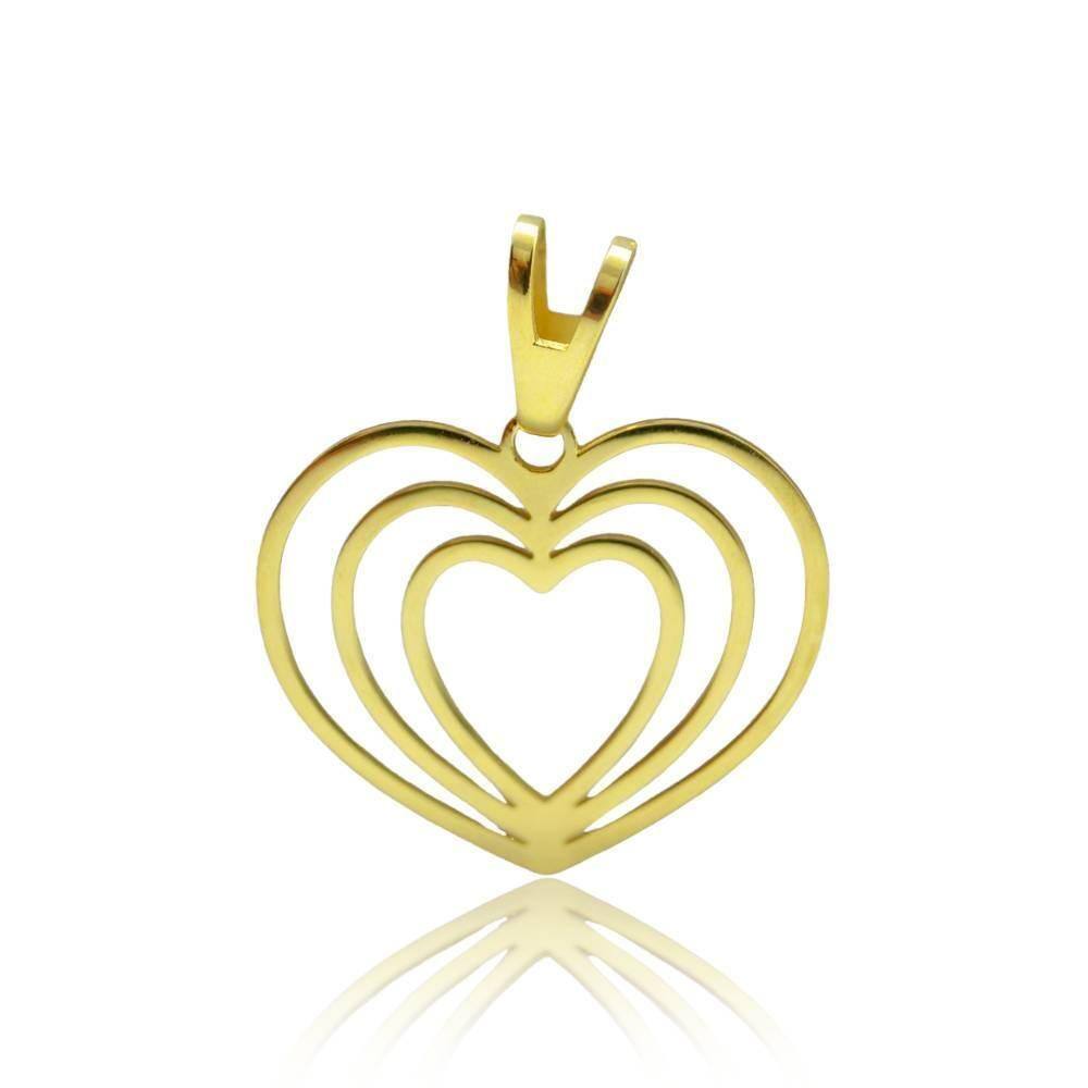 Pingente Coração Contorno 2 Cm Em Ouro 18K