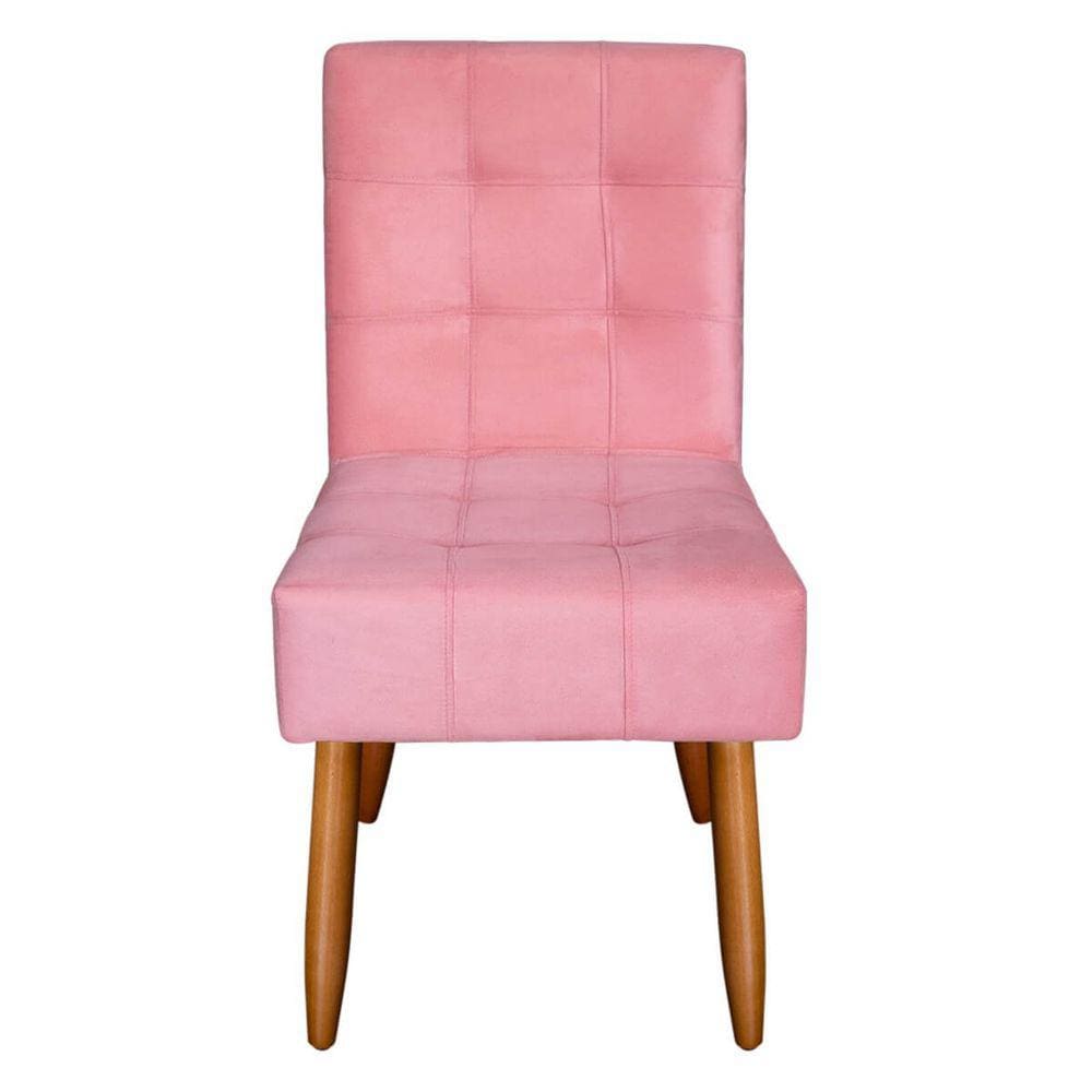 Cadeira de jantar Anne madeira de reflorestamento suede Rosa