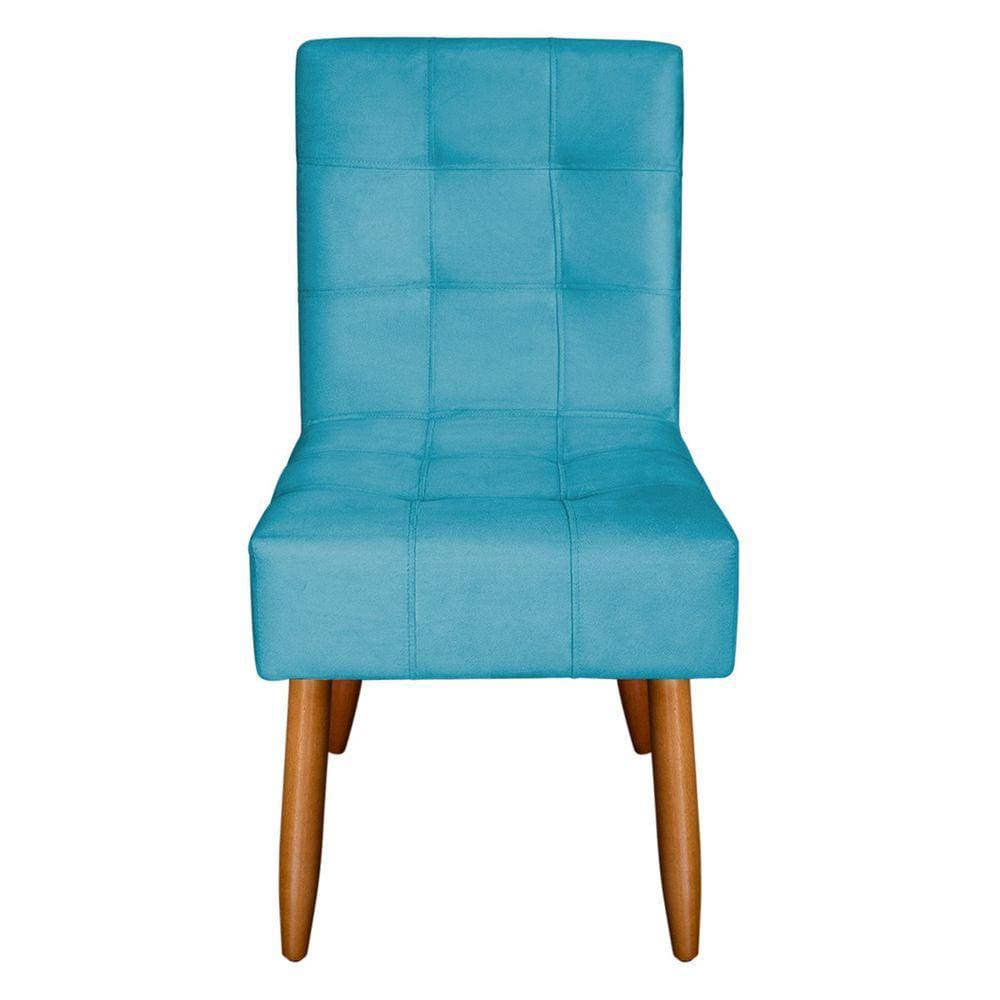 Cadeira Estofada Anne para Mesa de Jantar Cozinha e Quarto - suede Azul Turquesa