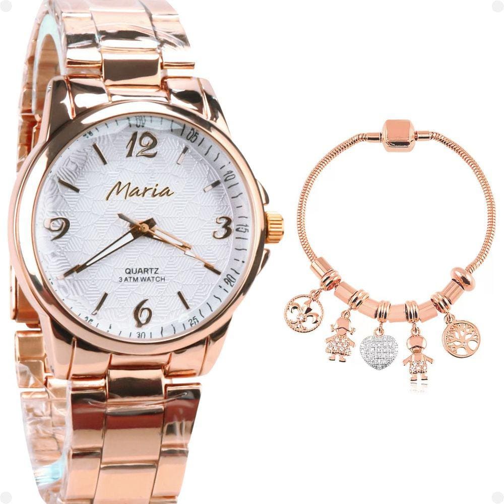 Relogio feminino banhado rose qualidade premium + pulseira