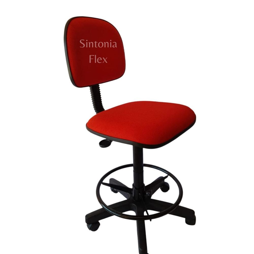 Cadeira Caixa Alta Com Aro E Com Rodízio Tecido Vermelho