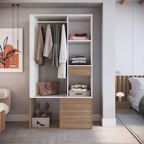 Guarda-roupa Closet com 1 Gaveta 1 Cabideiro 2 Prateleiras e 1 Porta Cl100 Branco/Montana