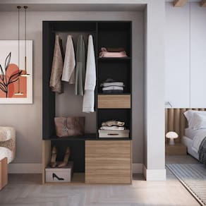 Guarda-roupa Closet com 1 Gaveta 1 Cabideiro 2 Prateleiras e 1 Porta Cl100 Preto/Montana