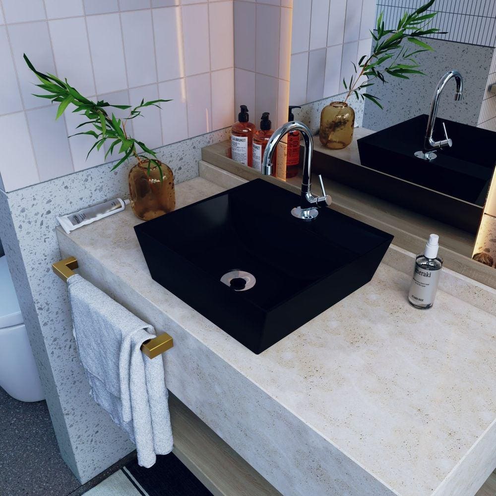 Kit Cuba Aq33 Volcano com Torneira C50 e Válvula Abs com Sifão e Flexível Preto Fosco