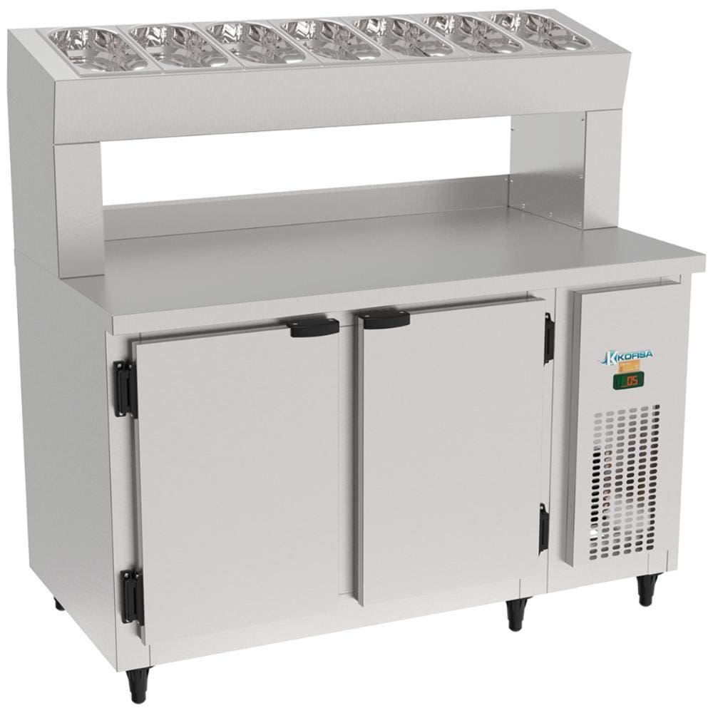 Balcão Serviço Refrigerado Condimentador Inox 0° a +7°C 390 Litros 1,35m - Kof