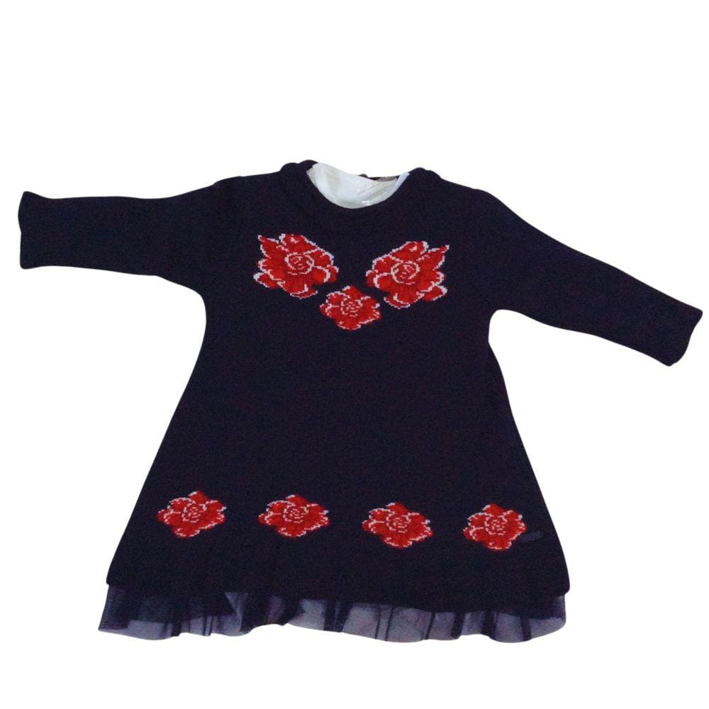 Conjunto Infantil Fem Tricot Noruega Vermelho e Marinho