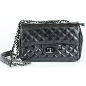 Bolsa Social Feminina Matelasse Couro Preto Onix
