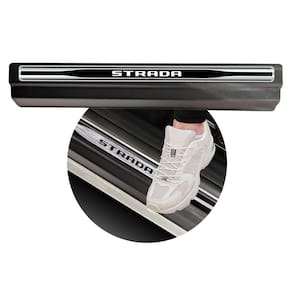 Jogo Soleira Premium Elegance Strada 2020 2021 2022 2023 Cabine Dupla - 4 Portas ( Vinil + Resinada 10 Peças )
