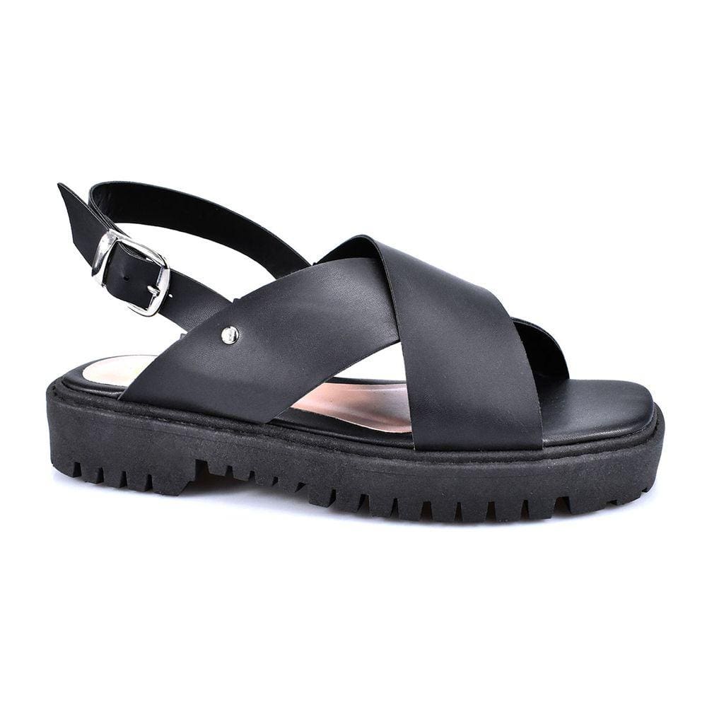 Sandalia Feminina Godiva Preto Onix Confortavel Reforçada