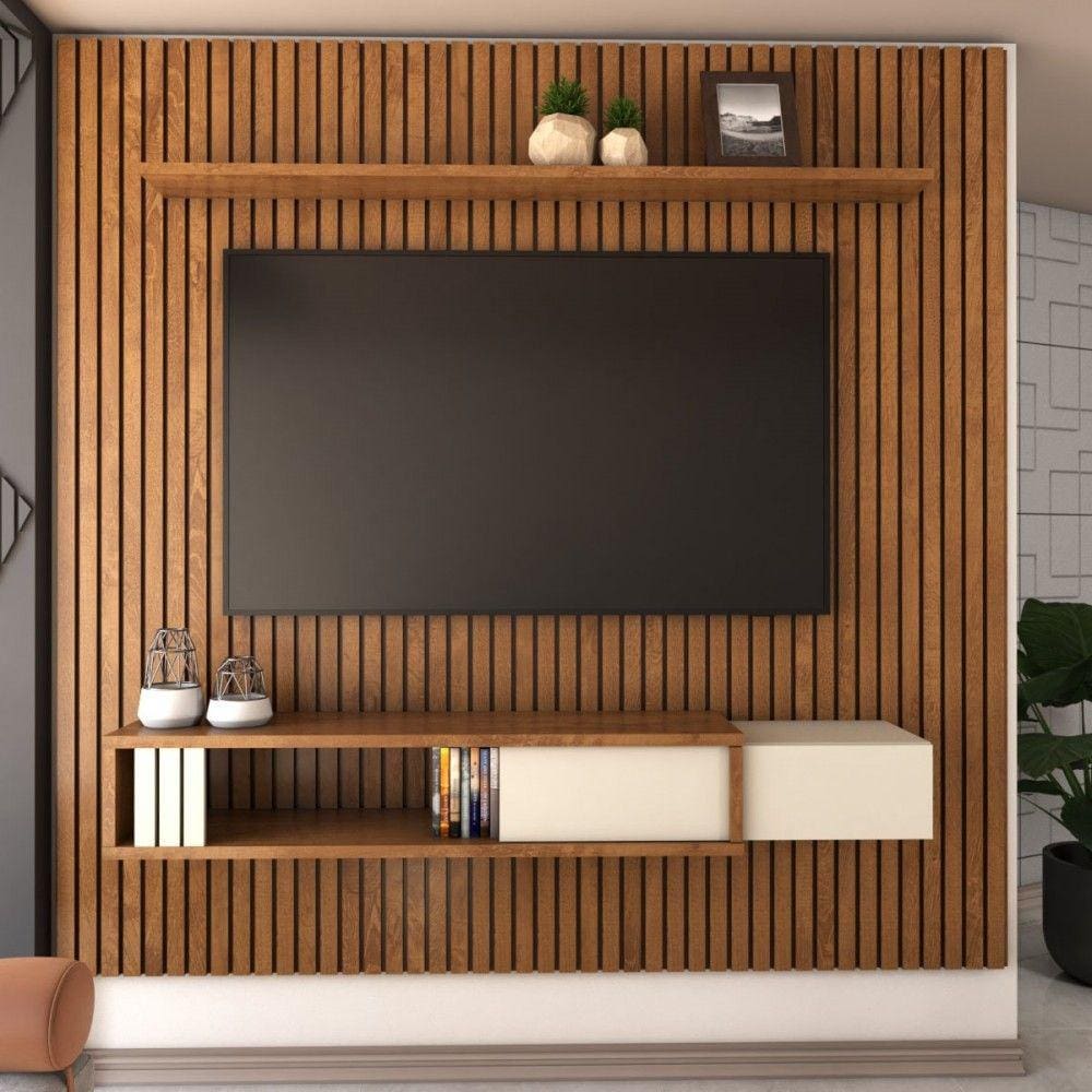 Painel para TV Até 85 Polegadas Musk 1 Gaveta Naturalle/Off White - Panorama Móveis
