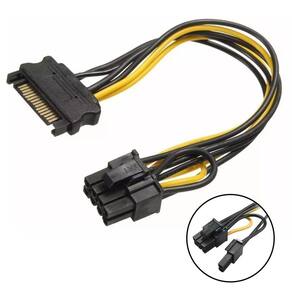 Cabo Energia Alimentação Sata Macho para PCI-e Pci Express 8 Pinos (6+2) Fonte GPU Placa de Vídeo