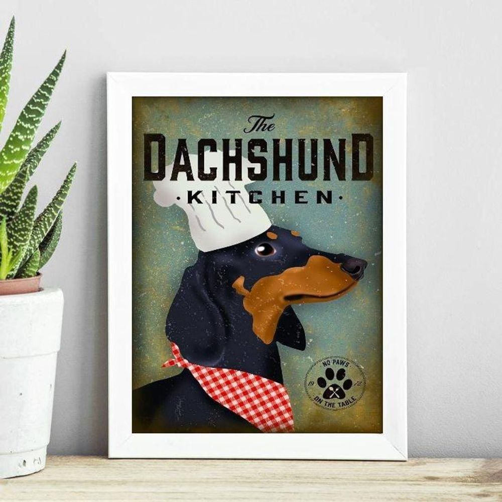 Quadro Cozinha Dachshund 33X24Cm