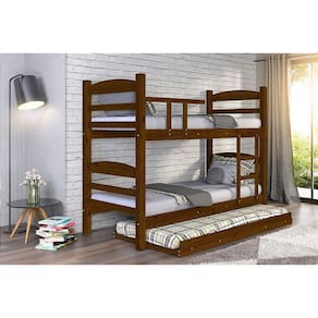 Treliche Beliche Reta com Cama Auxiliar Madeira Maciça cor Imbuia