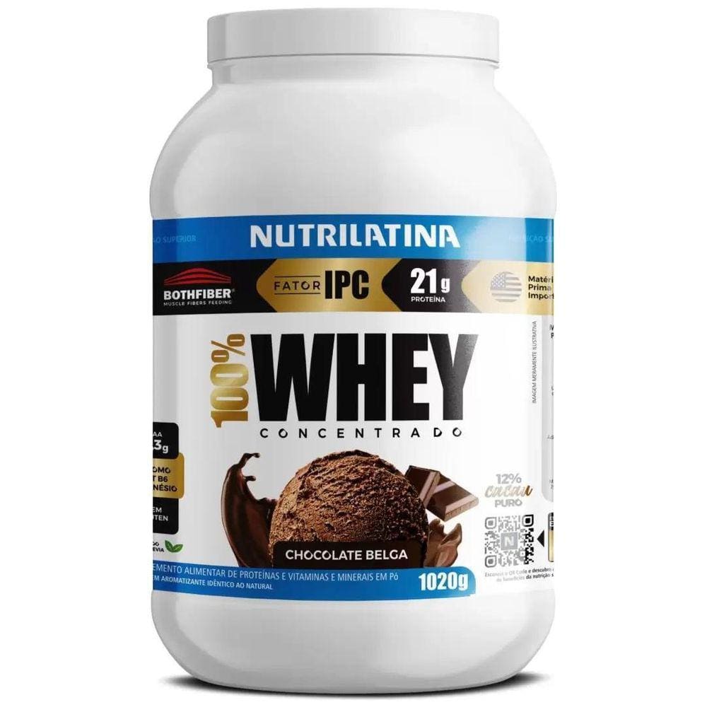 100% Whey Protein 1020G Sabor Chocolate Belga Nutrilatina