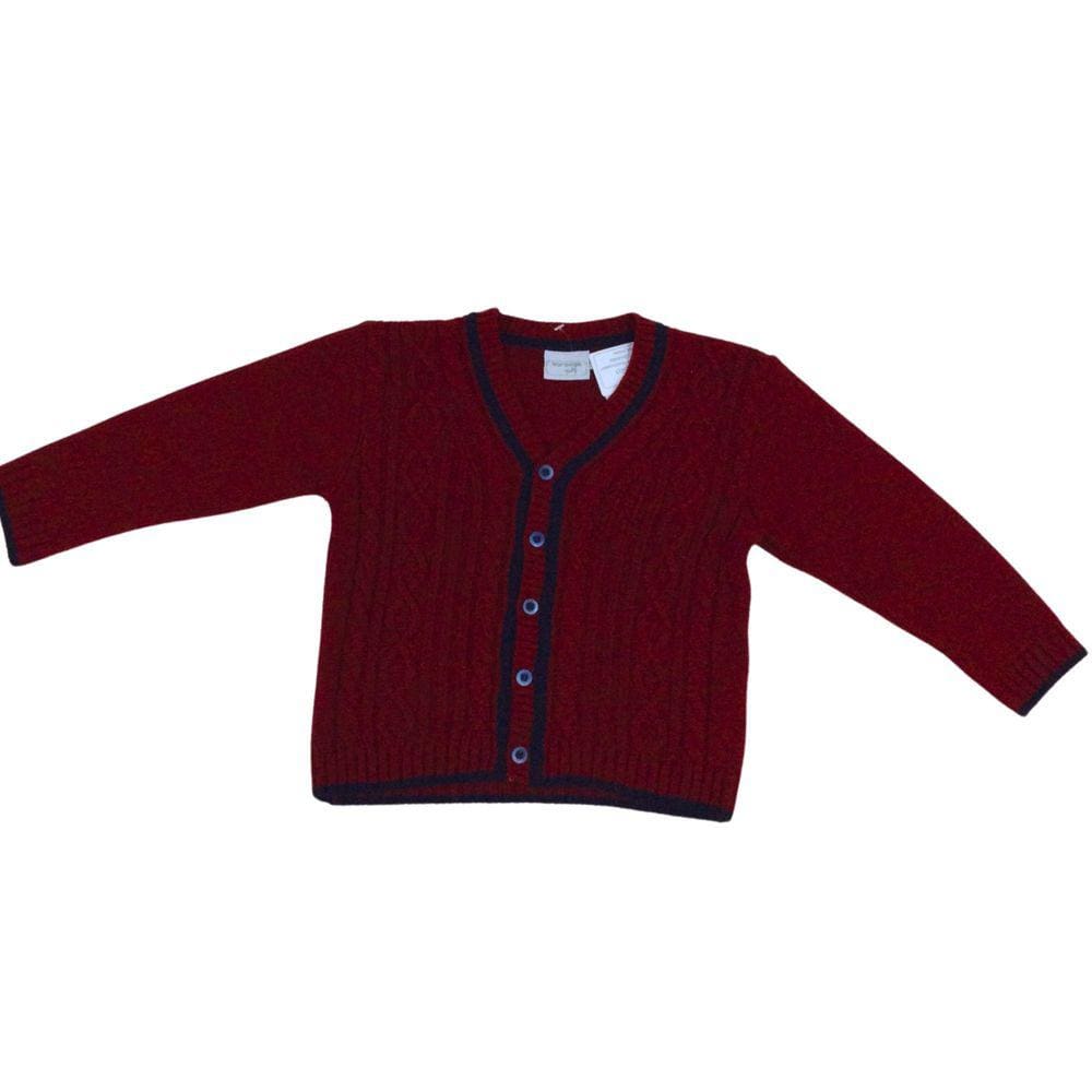 Cardigan infantil masc tricot Noruega vinho