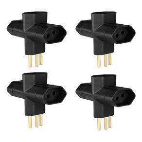 4 Adaptadores T Para Tomada 2P+T 10A Três Polos Margirius