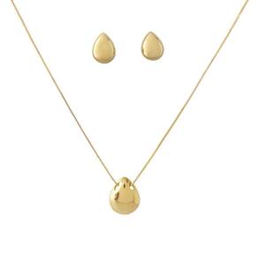 Conjunto Gota Lisa Banhado a Ouro
