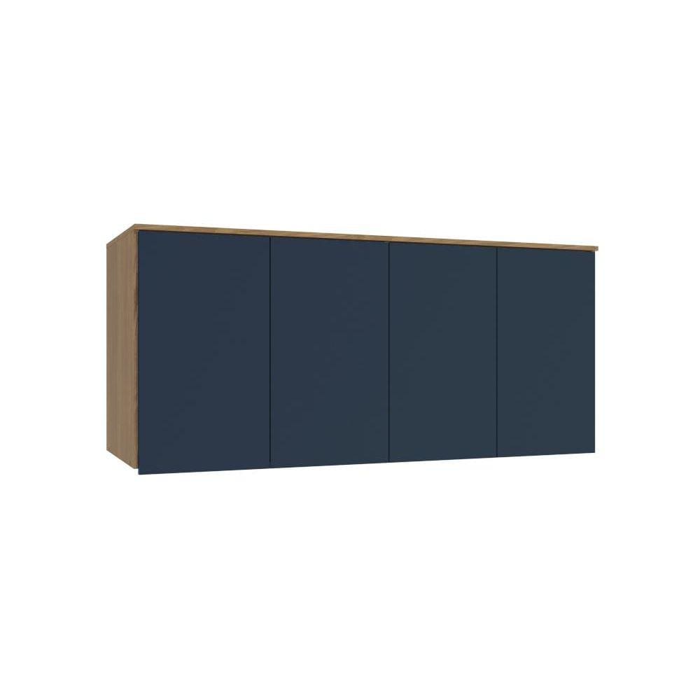 Armário Aéreo 4 Portas Kappesberg Adapt Nogueira/Azul Profundo 155cm