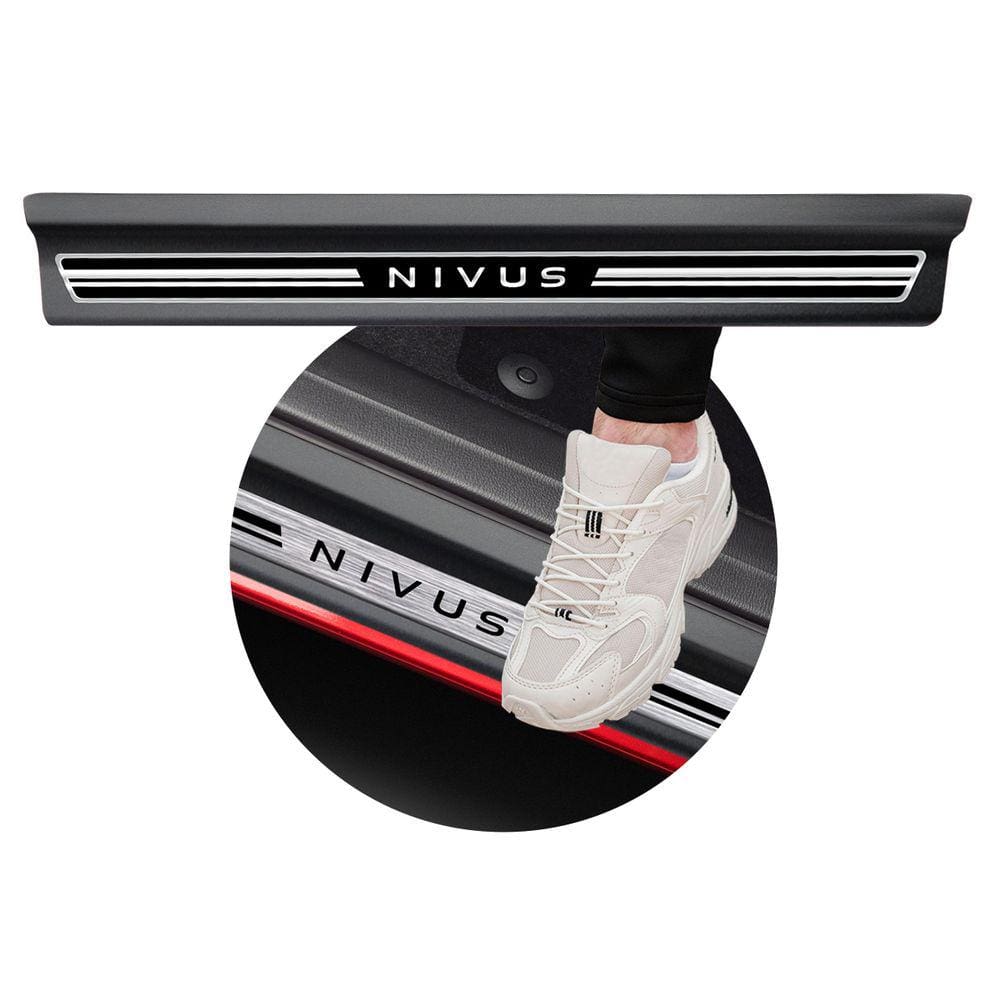 Jogo Soleira Premium Elegance Vw Nivus - 4 Portas ( Vinil + Resinada 8 Peças )