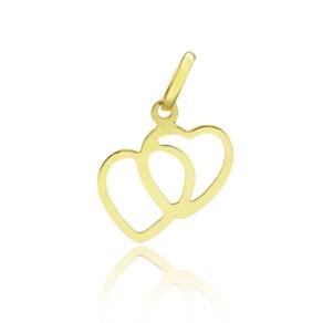Pingente Coração Duplo Vazado 1,7 Cm Em Ouro 18K