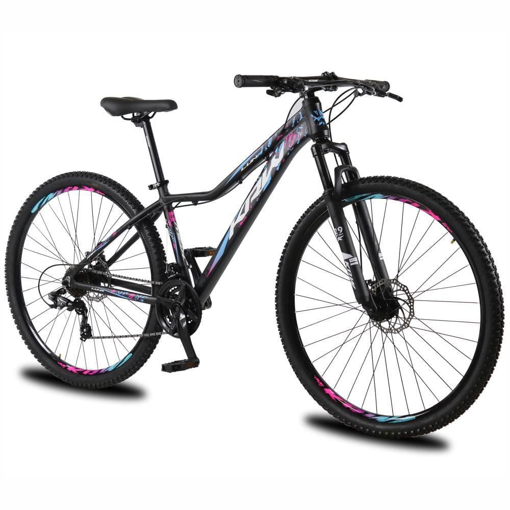 Bicicleta Krw Kr7 Aro 29 Susp. Dianteira 21 Marchas - Preto/rosa/azul