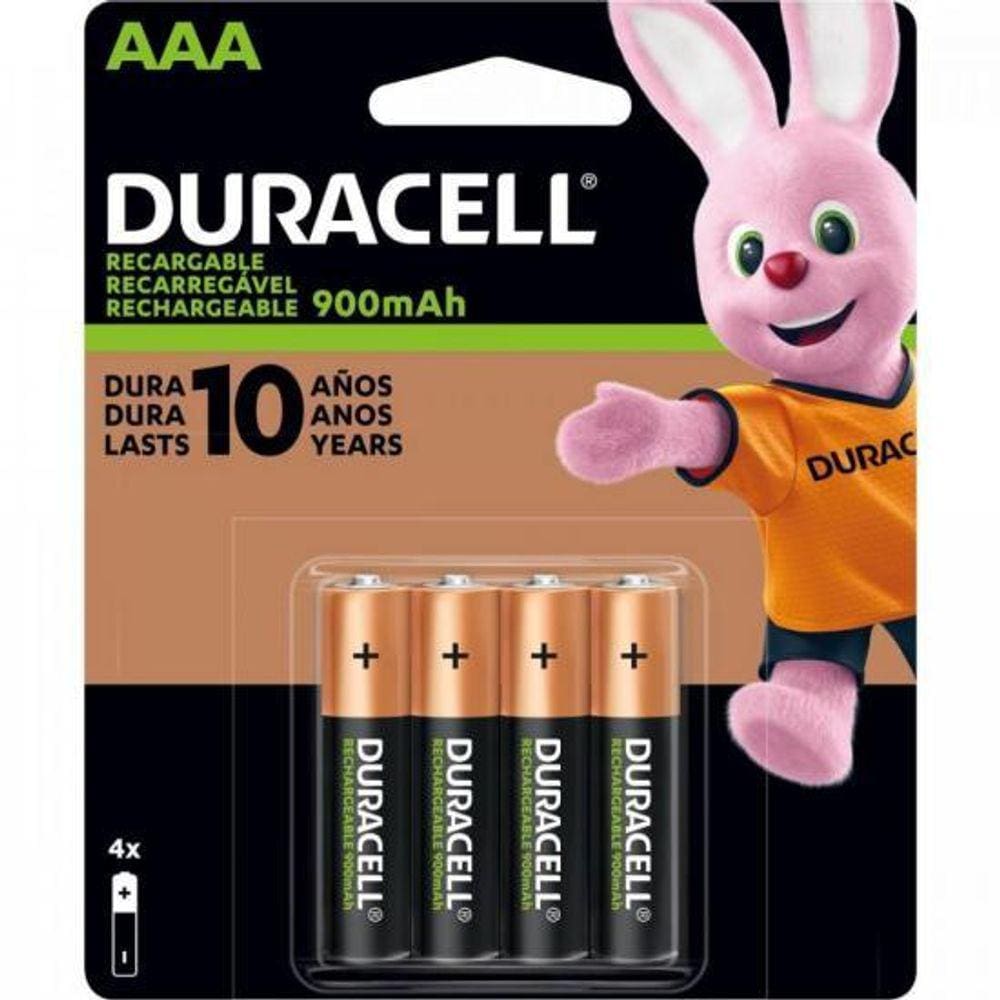 Pilha Recarregável AAA 900mAh (C/4 pilhas) Duracell [F002]