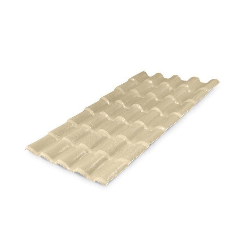 Kit com 5 Telhas PVC Colonial 88x262cm Lux Telhas Marfim