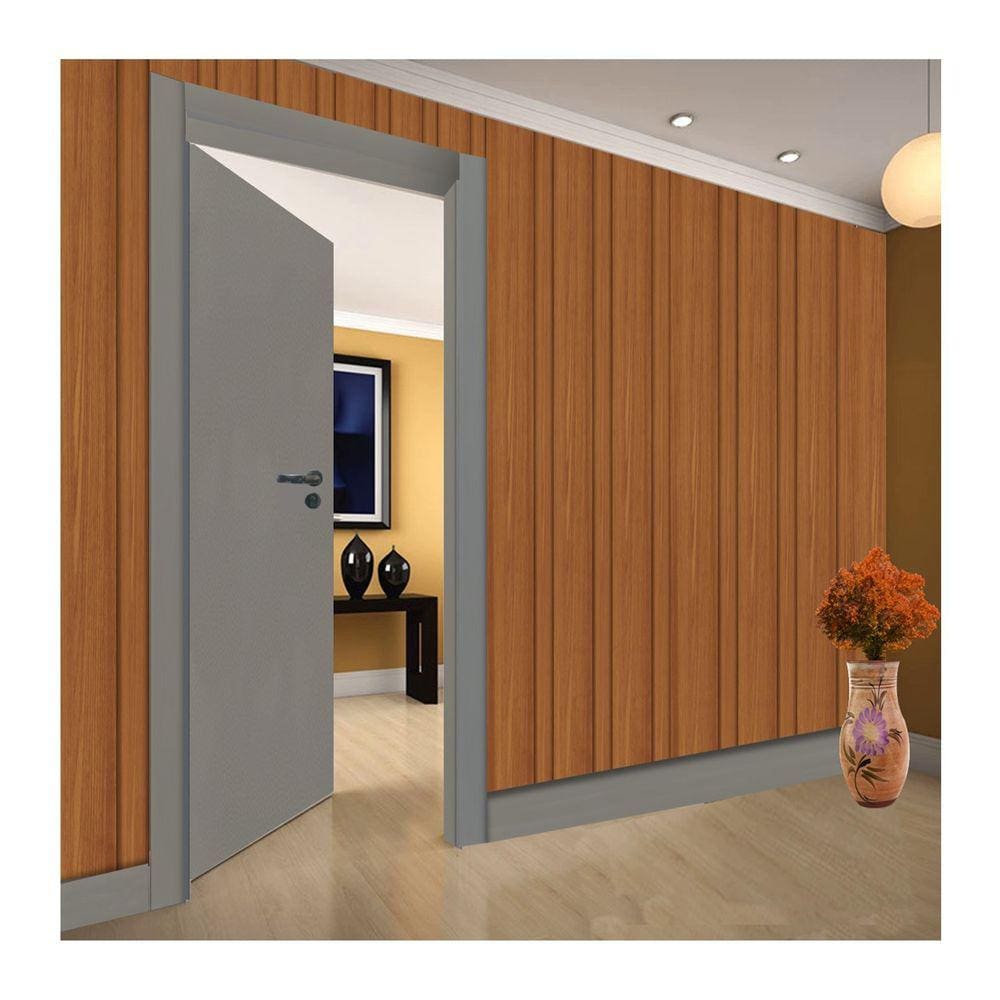 Kit Porta de Madeira 210x80cm Lisa Laqueada Direita Moldufama Cinza