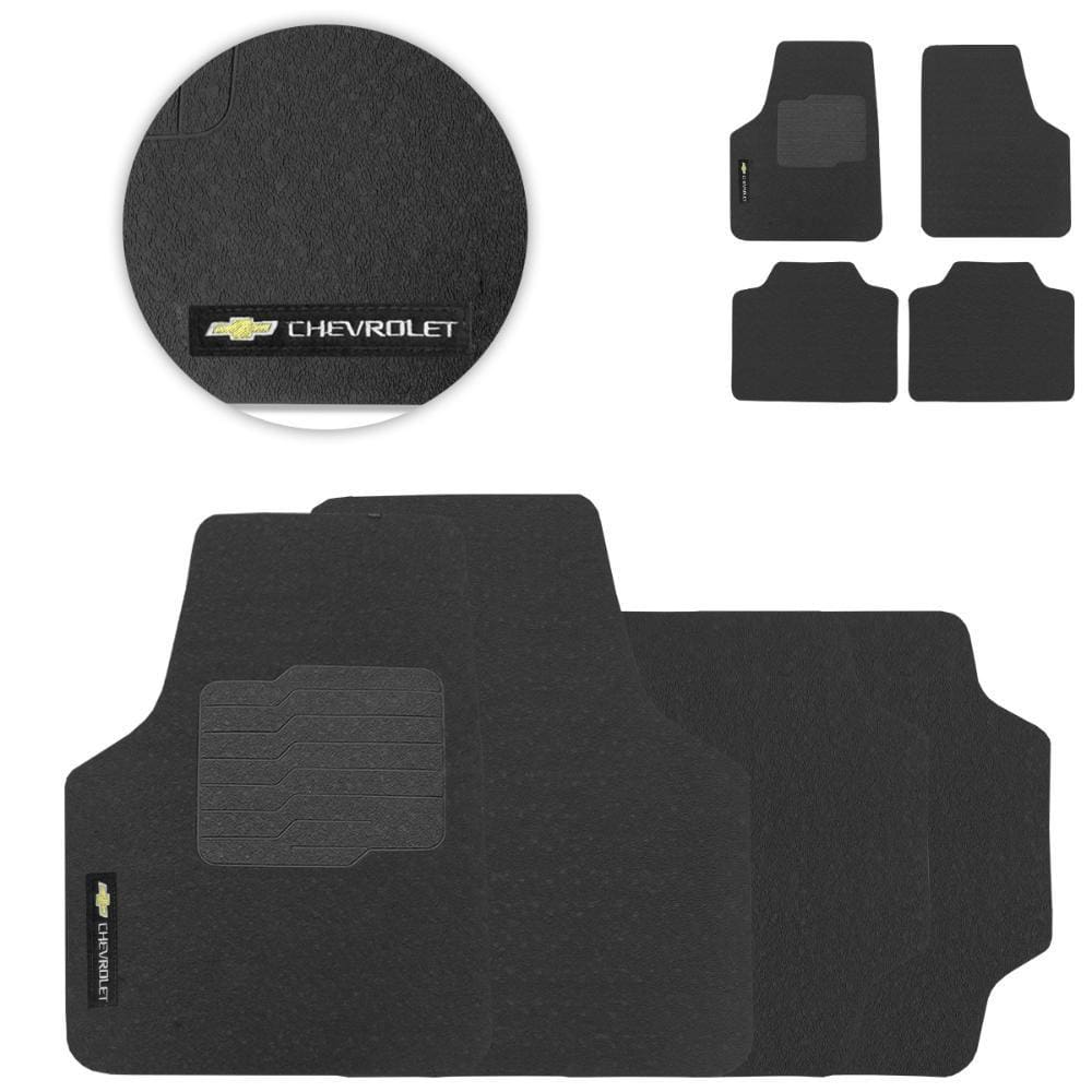 Tapete de Borracha Universal Chevrolet Preto PVC 4 Peças