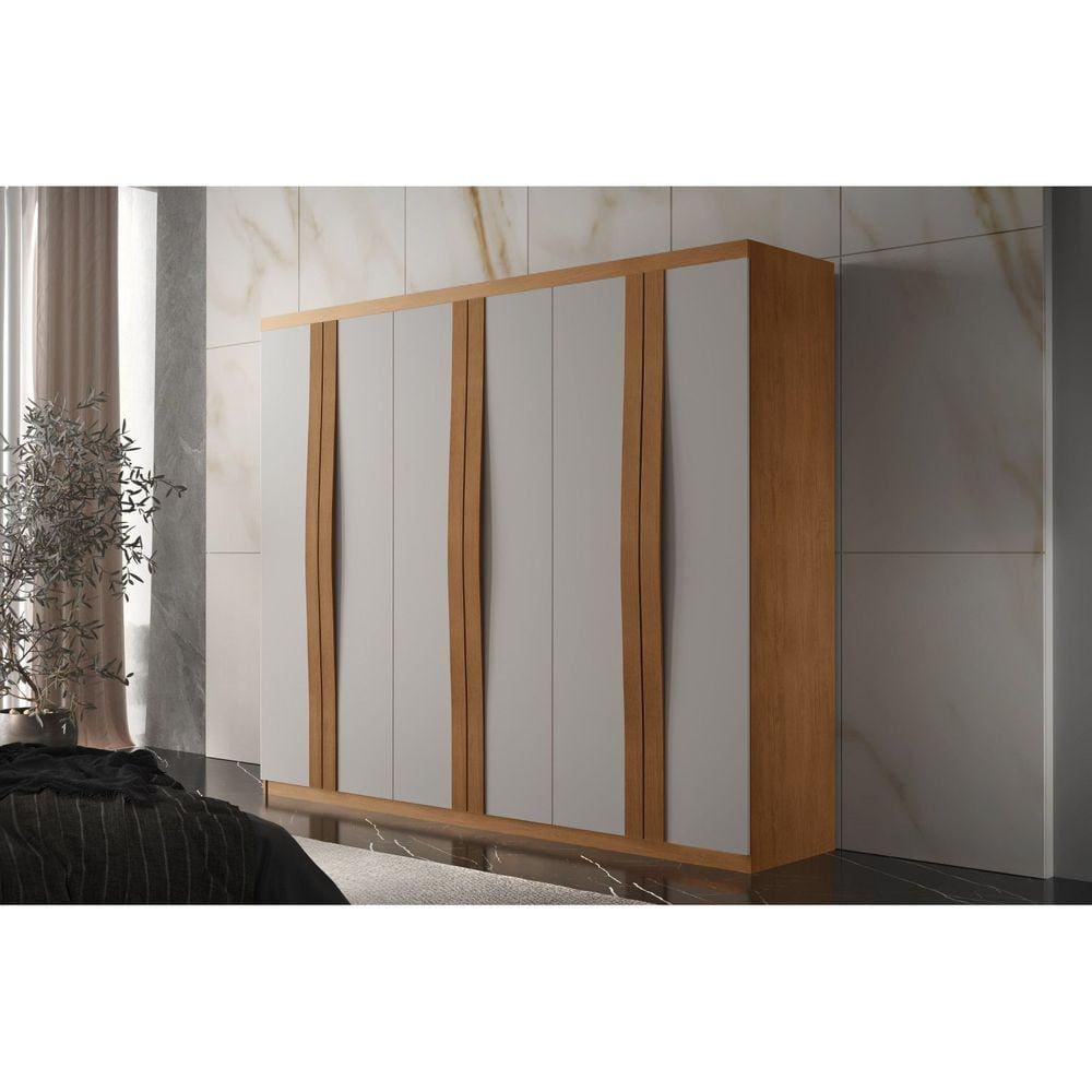 Guarda-roupa 6 Portas 2 Gavetas London Naturalle/Off White