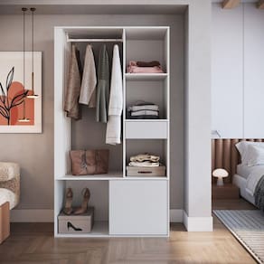 Guarda-roupa Closet com 1 Gaveta 1 Cabideiro 2 Prateleiras e 1 Porta Cl100 Branco