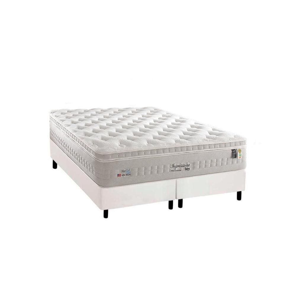 Cama Box Queen: Colchão Molas Ensacadas Anjos MasterPocket Impressione + Base CRC Courano White(158x198)